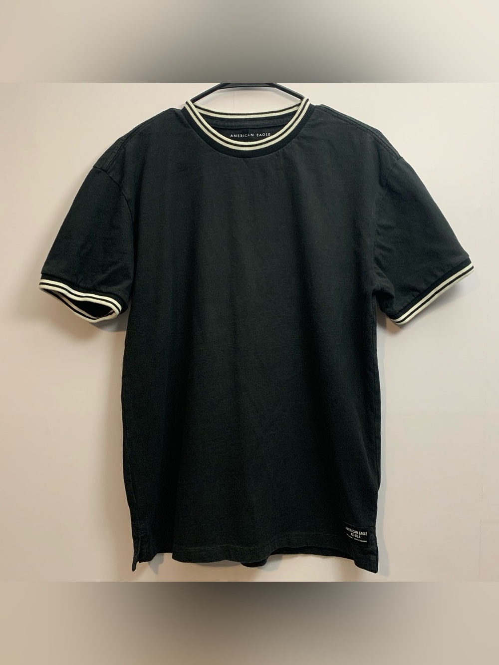 American Eagle Black Ringer Short-Sleeve Tee with White Trim